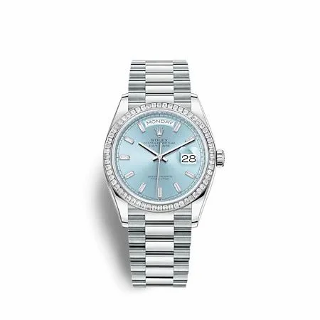 Rolex Day-Date 36 Platinum - Baguette / Ice Blue - Baguette / President 128396TBR-0003 (M128396TBR-0003)